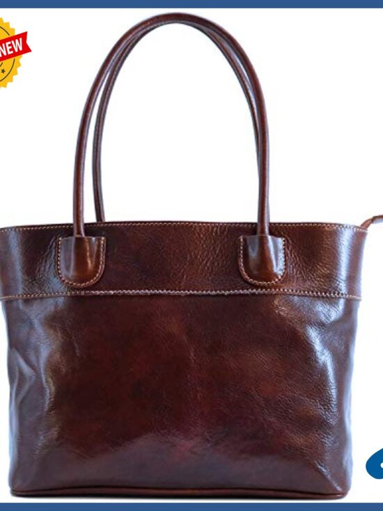 Italian Leather Shoulder Bag Satchel Purse with Removable Strap - Picture 3 of 6